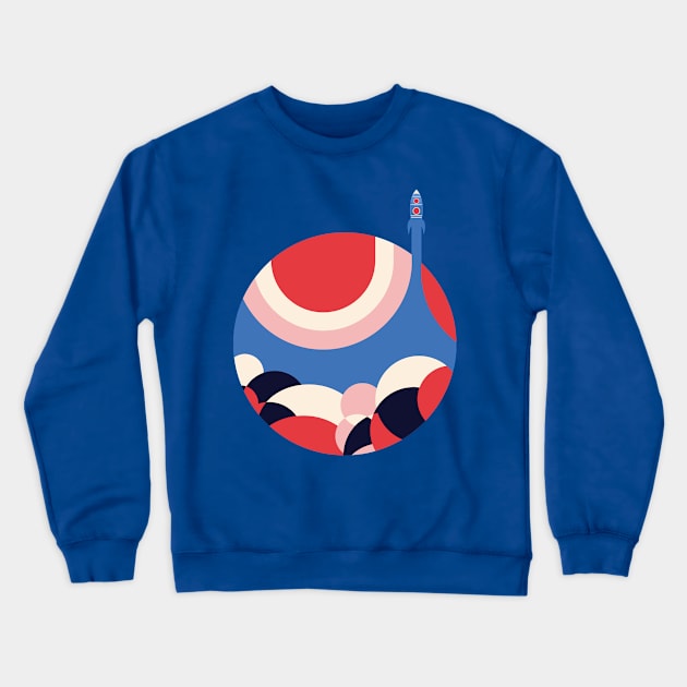 moon rocket Crewneck Sweatshirt by mojokumanovo